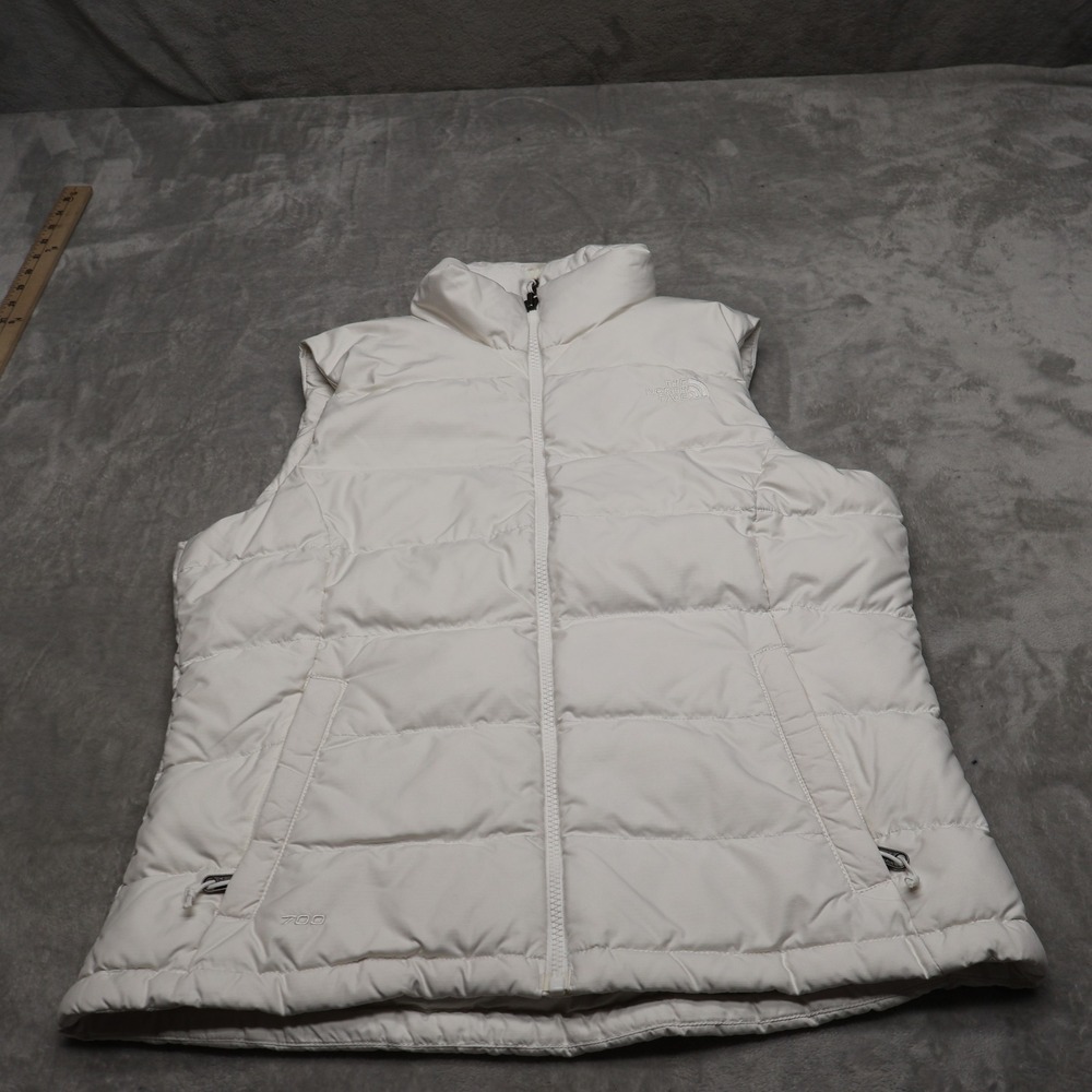 North Face Down Vest Women Medium White Nuptse II Insulated Light Quilted Puffer